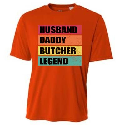 Husband Daddy Butcher Legend Retro Fathers Day Gift Cooling Performance Crew T-Shirt