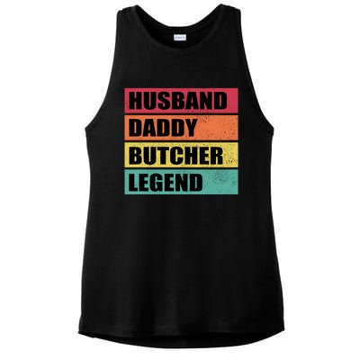 Husband Daddy Butcher Legend Retro Fathers Day Gift Ladies PosiCharge Tri-Blend Wicking Tank