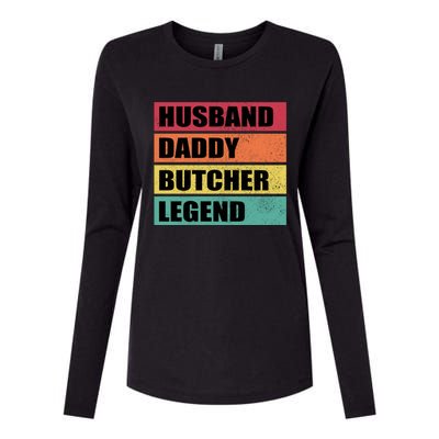 Husband Daddy Butcher Legend Retro Fathers Day Gift Womens Cotton Relaxed Long Sleeve T-Shirt