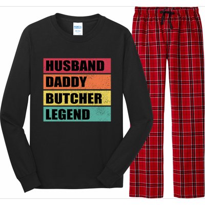 Husband Daddy Butcher Legend Retro Fathers Day Gift Long Sleeve Pajama Set