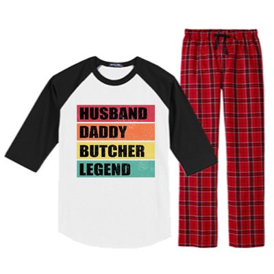 Husband Daddy Butcher Legend Retro Fathers Day Gift Raglan Sleeve Pajama Set