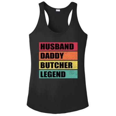 Husband Daddy Butcher Legend Retro Fathers Day Gift Ladies PosiCharge Competitor Racerback Tank