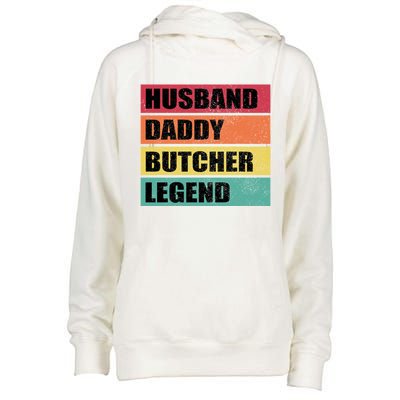 Husband Daddy Butcher Legend Retro Fathers Day Gift Womens Funnel Neck Pullover Hood