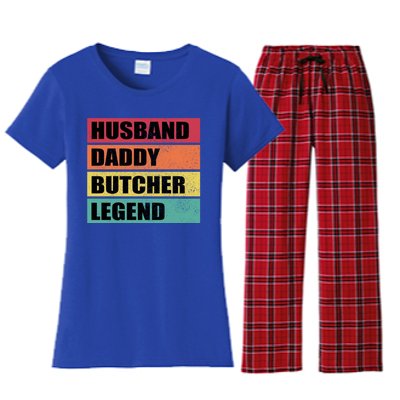 Husband Daddy Butcher Legend Retro Fathers Day Gift Women's Flannel Pajama Set