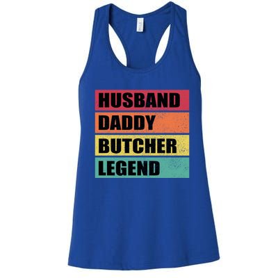 Husband Daddy Butcher Legend Retro Fathers Day Gift Women's Racerback Tank