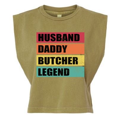 Husband Daddy Butcher Legend Retro Fathers Day Gift Garment-Dyed Women's Muscle Tee