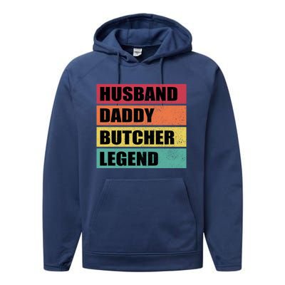 Husband Daddy Butcher Legend Retro Fathers Day Gift Performance Fleece Hoodie