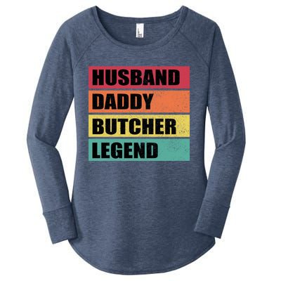 Husband Daddy Butcher Legend Retro Fathers Day Gift Women's Perfect Tri Tunic Long Sleeve Shirt