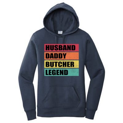 Husband Daddy Butcher Legend Retro Fathers Day Gift Women's Pullover Hoodie