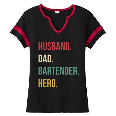 Husband Dad Bartender Hero Birthday Ladies Halftime Notch Neck Tee