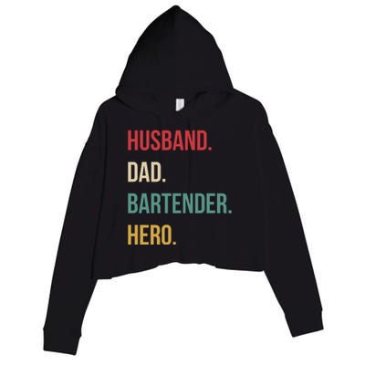 Husband Dad Bartender Hero Birthday Crop Fleece Hoodie