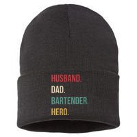 Husband Dad Bartender Hero Birthday Sustainable Knit Beanie