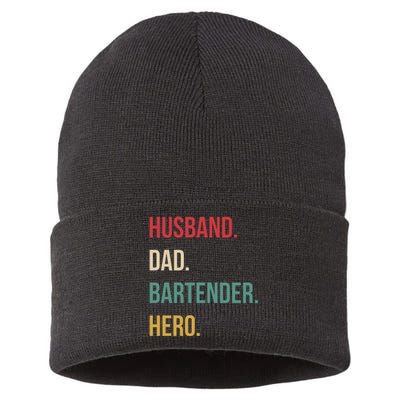 Husband Dad Bartender Hero Birthday Sustainable Knit Beanie