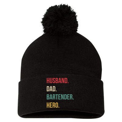 Husband Dad Bartender Hero Birthday Pom Pom 12in Knit Beanie