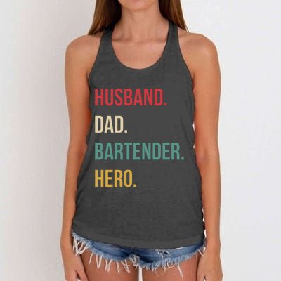 Husband Dad Bartender Hero Birthday Women's Knotted Racerback Tank