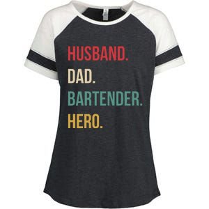 Husband Dad Bartender Hero Birthday Enza Ladies Jersey Colorblock Tee