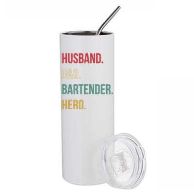 Husband Dad Bartender Hero Birthday Stainless Steel Tumbler