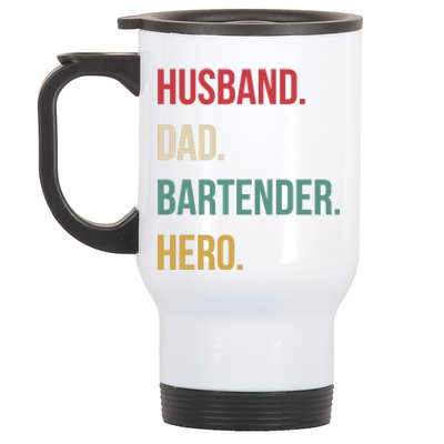 Husband Dad Bartender Hero Birthday Stainless Steel Travel Mug