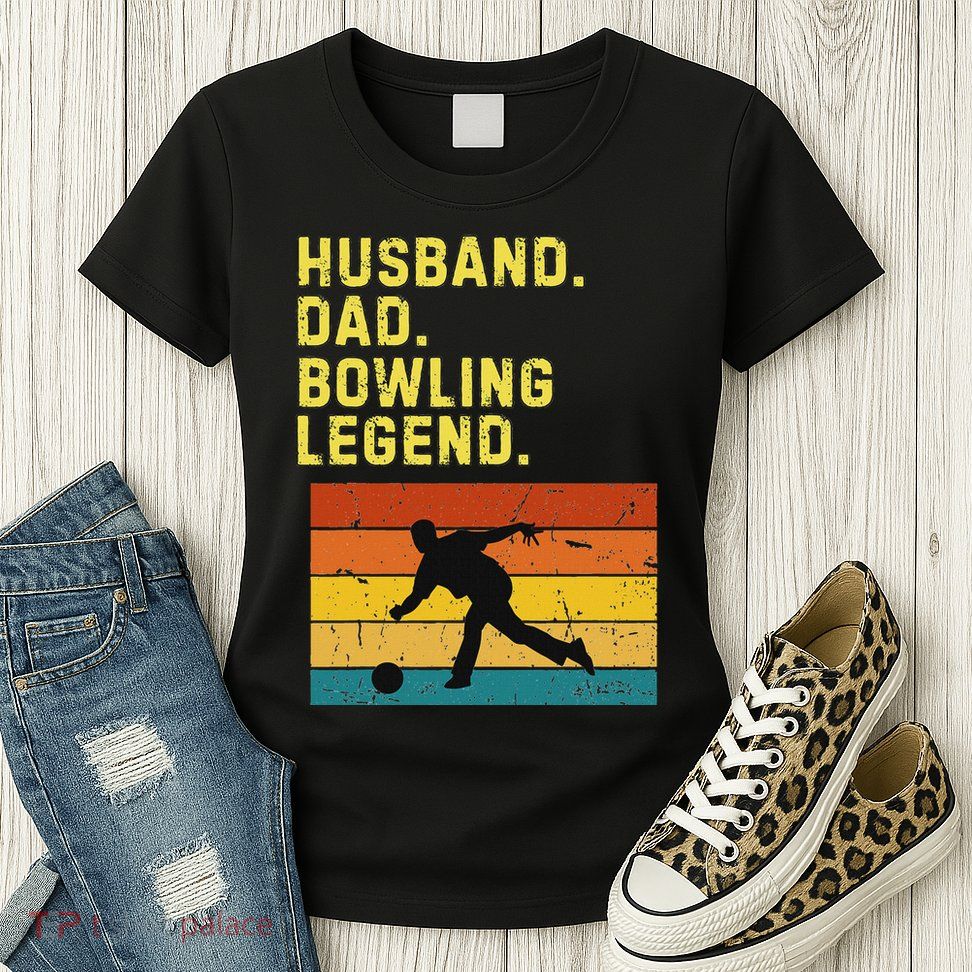 Husband Dad Bowling Legend Retro Bowling Humor Women's T-Shirt
