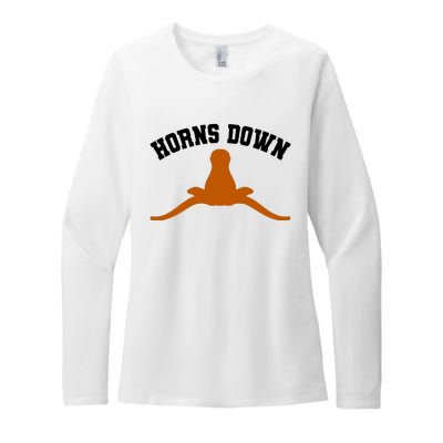 Horns Down Womens CVC Long Sleeve Shirt