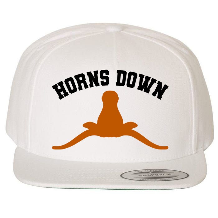 Horns Down Wool Snapback Cap