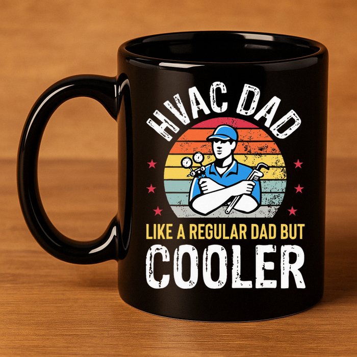 HVAC Dad But Cooler Funny HVAC Technician Father 11oz C Handle Ceramic Mug