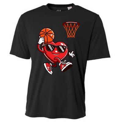 Heart Dunking Basketball Valentines Day Cooling Performance Crew T-Shirt