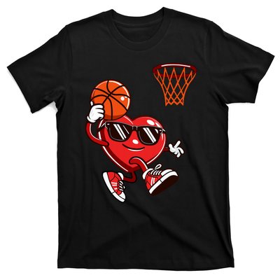 Heart Dunking Basketball Valentines Day T-Shirt