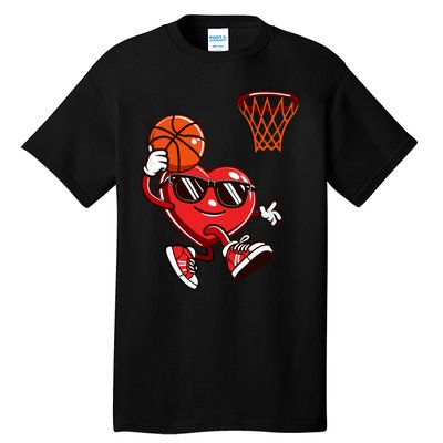 Heart Dunking Basketball Valentines Day Tall T-Shirt