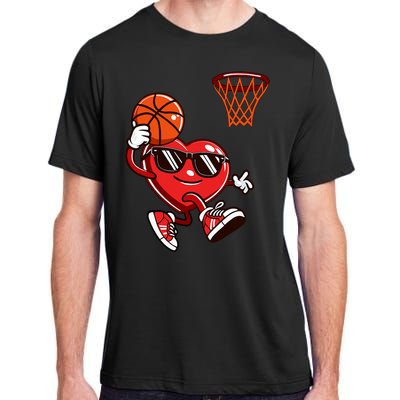 Heart Dunking Basketball Valentines Day Adult ChromaSoft Performance T-Shirt