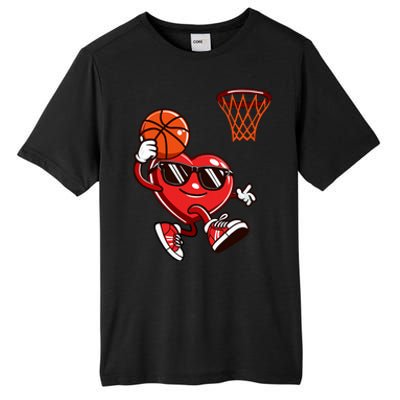 Heart Dunking Basketball Valentines Day Tall Fusion ChromaSoft Performance T-Shirt