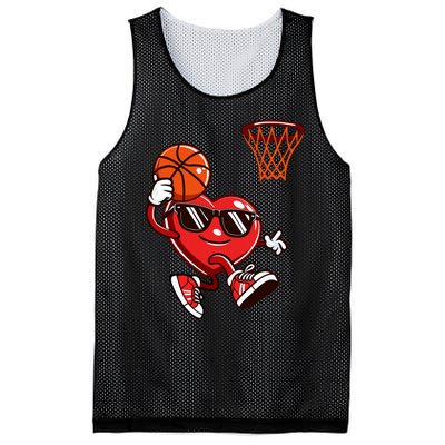 Heart Dunking Basketball Valentines Day Mesh Reversible Basketball Jersey Tank