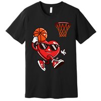 Heart Dunking Basketball Valentines Day Premium T-Shirt