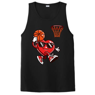 Heart Dunking Basketball Valentines Day PosiCharge Competitor Tank