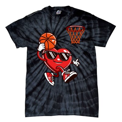 Heart Dunking Basketball Valentines Day Tie-Dye T-Shirt