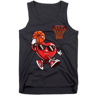 Heart Dunking Basketball Valentines Day Tank Top