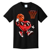 Heart Dunking Basketball Valentines Day Kids T-Shirt