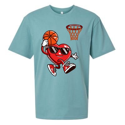 Heart Dunking Basketball Valentines Day Sueded Cloud Jersey T-Shirt