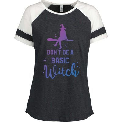 Halloween Dont Be A Basic Witch Funny Great Gift Enza Ladies Jersey Colorblock Tee