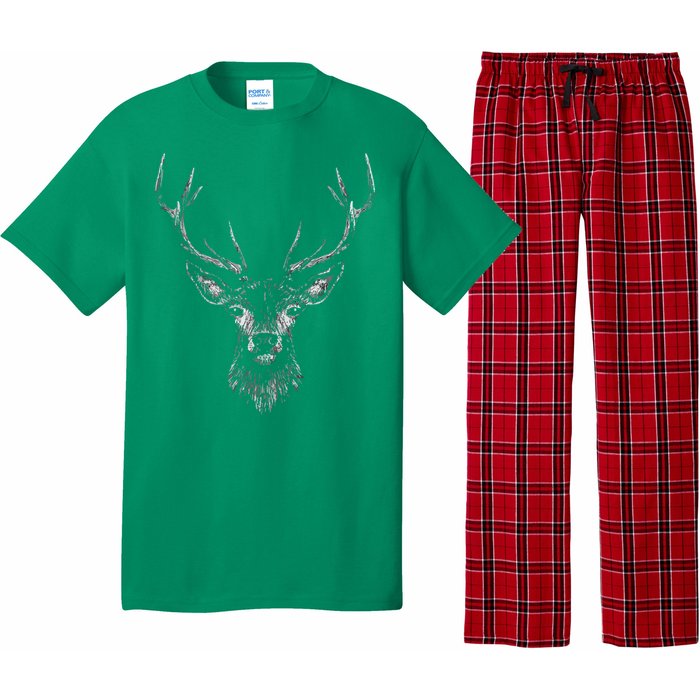 Hand Drawn Buck Deer Style Antlers Pajama Set