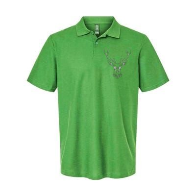 Hand Drawn Buck Deer Style Antlers Softstyle Adult Sport Polo