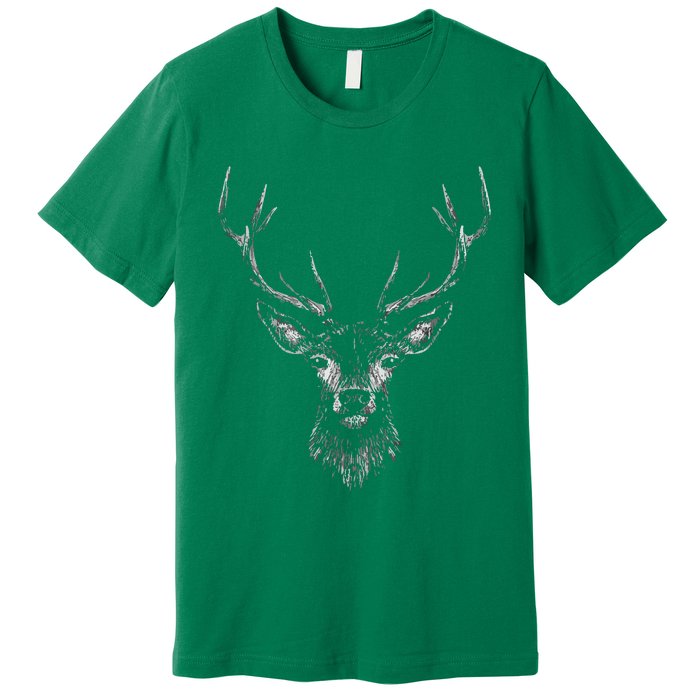 Hand Drawn Buck Deer Style Antlers Premium T-Shirt