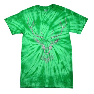 Hand Drawn Buck Deer Style Antlers Tie-Dye T-Shirt