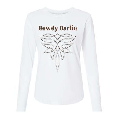 Howdy Darlin Boot Stitch Womens Cotton Relaxed Long Sleeve T-Shirt