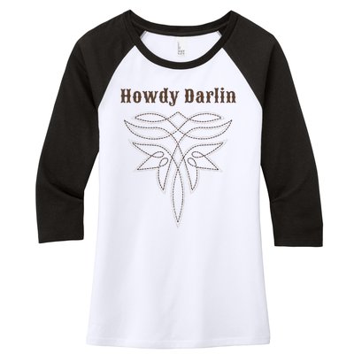 Howdy Darlin Boot Stitch Women's Tri-Blend 3/4-Sleeve Raglan Shirt