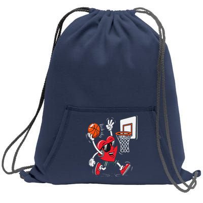 Heart Dunking Basketball Valentines Day Sweatshirt Cinch Pack Bag