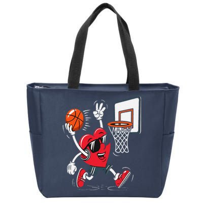 Heart Dunking Basketball Valentines Day Zip Tote Bag