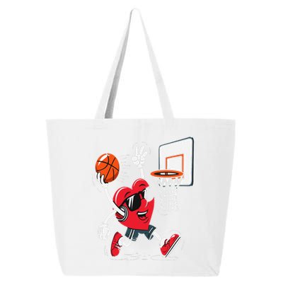 Heart Dunking Basketball Valentines Day 25L Jumbo Tote