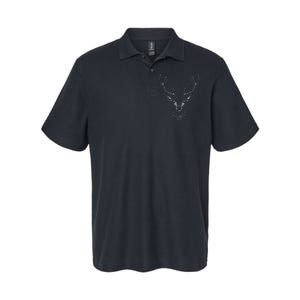 Hand Drawn Buck Deer Style Antlers Softstyle Adult Sport Polo