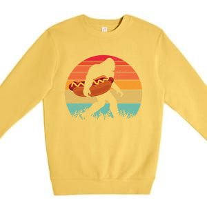 Hot Dog Bigfoot Legend Hotdog Funny Hot Dog Food Foodie Bbq Funny Gift Premium Crewneck Sweatshirt